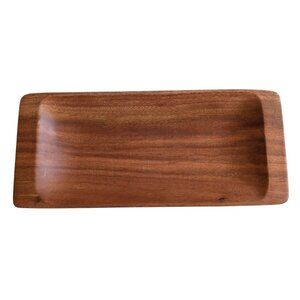 Handcrafted Wooden Trinket Dish - Made In Philippines - Rectangular Design - 8"